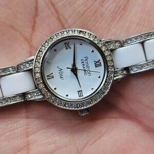 Armitron Ceramic Now Ladies Wristwatch White/Silver Tone Analog Quartz Watch